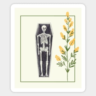 Coffin and Wildflowers - Minimalist Collage Art Magnet